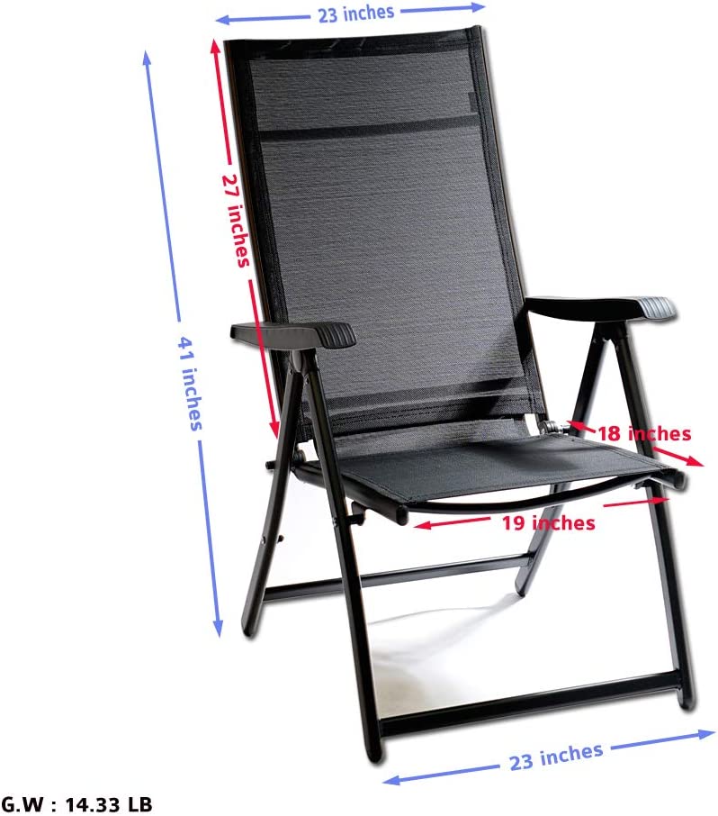 Heavy Duty Adjustable Reclining Folding Chair Outdoor Indoor Garden Pool Steel Camping Deck Backyard Chairs (12) - Image 3