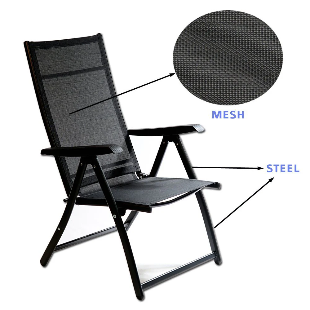 Heavy Duty Durable Adjustable Reclining Folding Chair Outdoor Indoor Garden Pool - Image 4