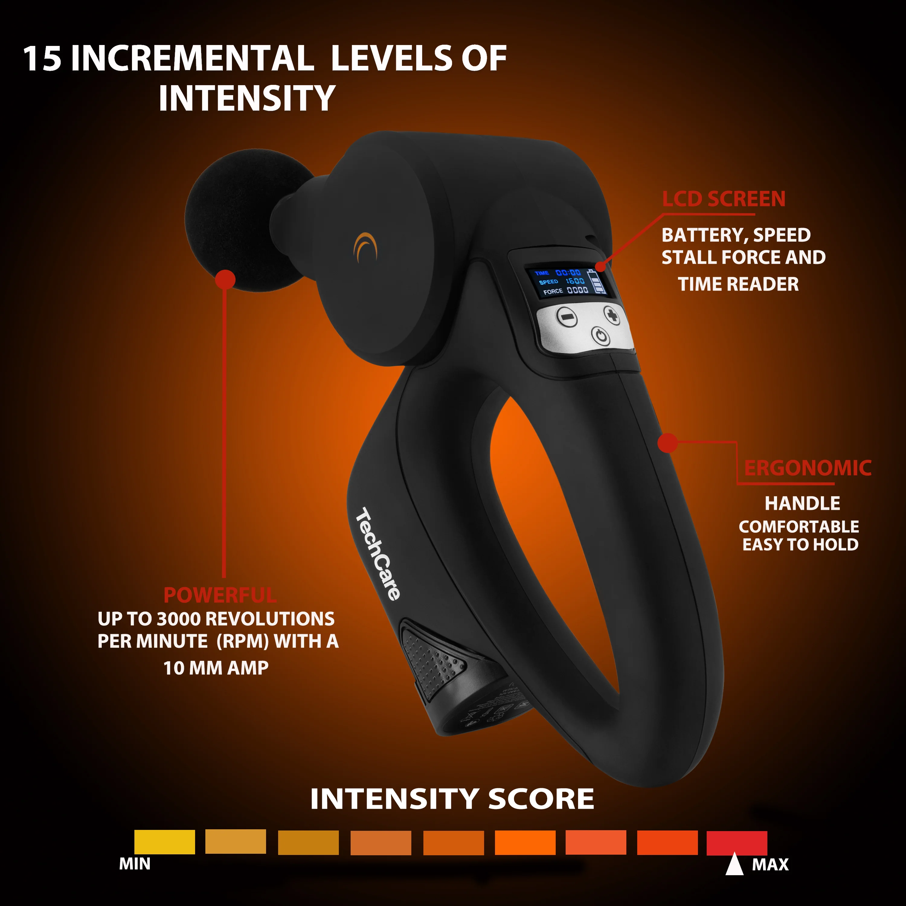 Massage Gun Deep Tissue Percussion Muscle Massager Rechargeable Battery for Athletes Pain Management 15 Speed Levels Upgraded Battery 5 Heads - Image 4