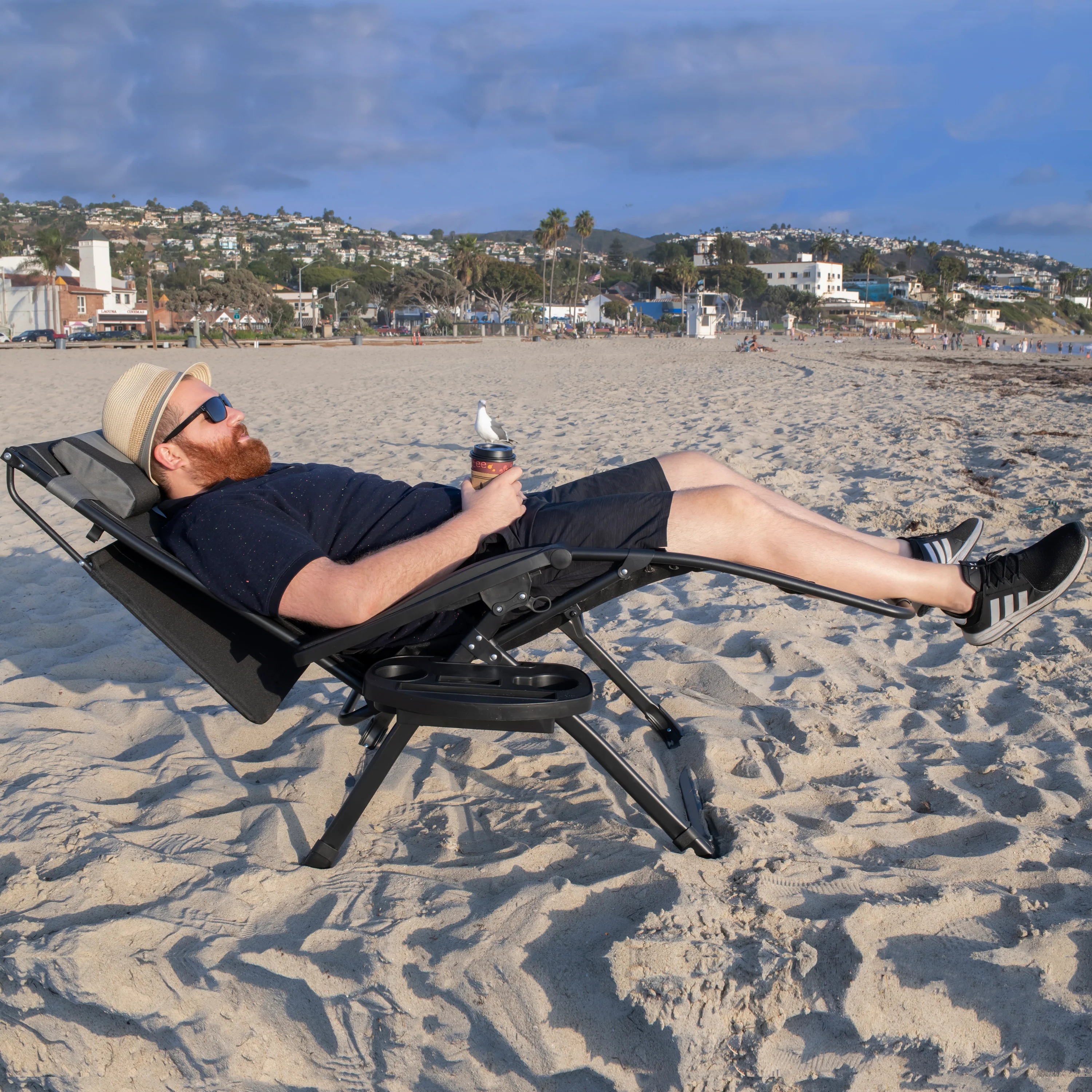 Oversize Recliner Folding Chair for Camping Patio Outdoors Zero Gravity XXLarge Extra Wide Reclining Padded Seats with Sunshade and Cup Holder Tray [Heavy Duty] - Image 4