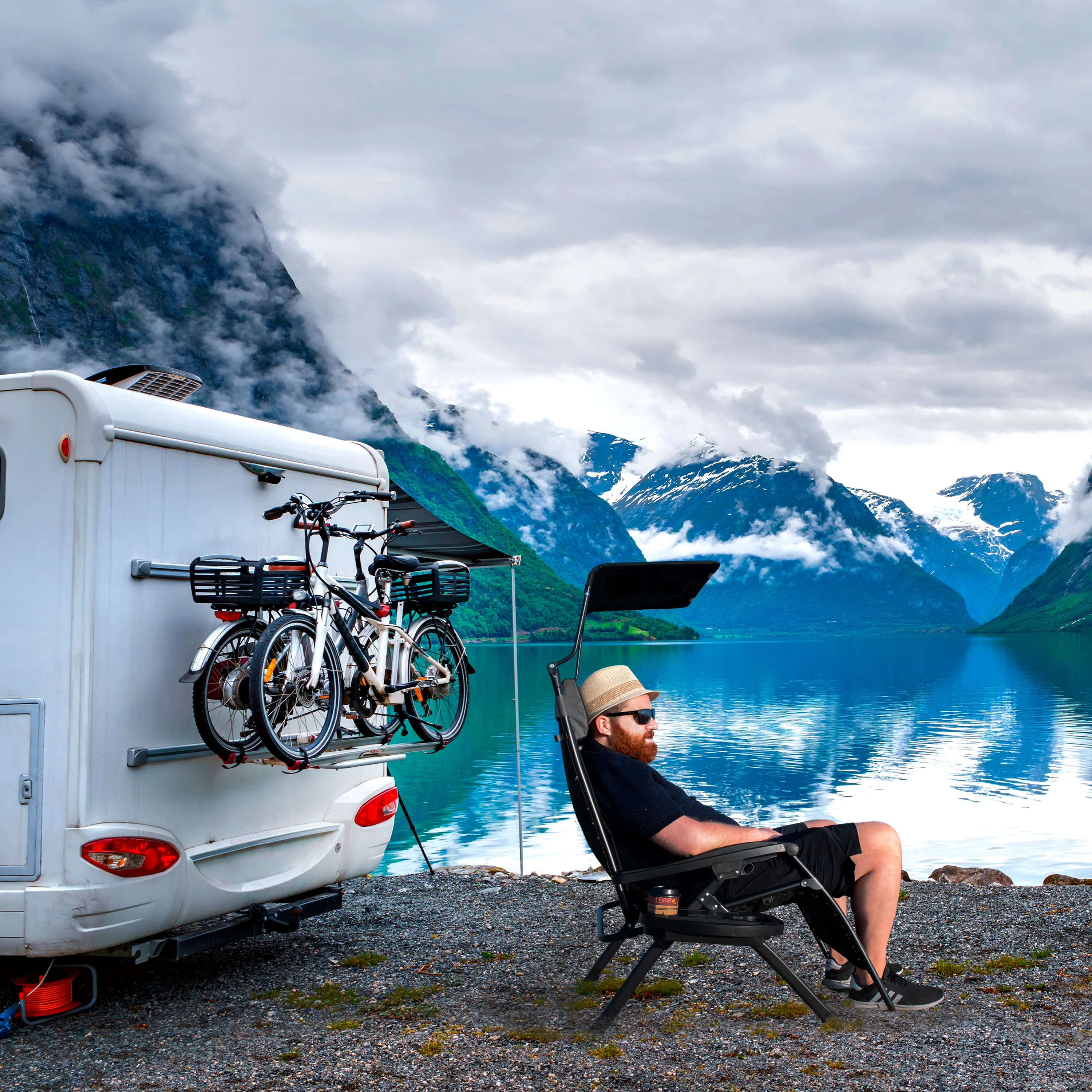 Oversize Recliner Folding Chair for Camping Patio Outdoors Zero Gravity XXLarge Extra Wide Reclining Padded Seats with Sunshade and Cup Holder Tray [Heavy Duty] - Image 9