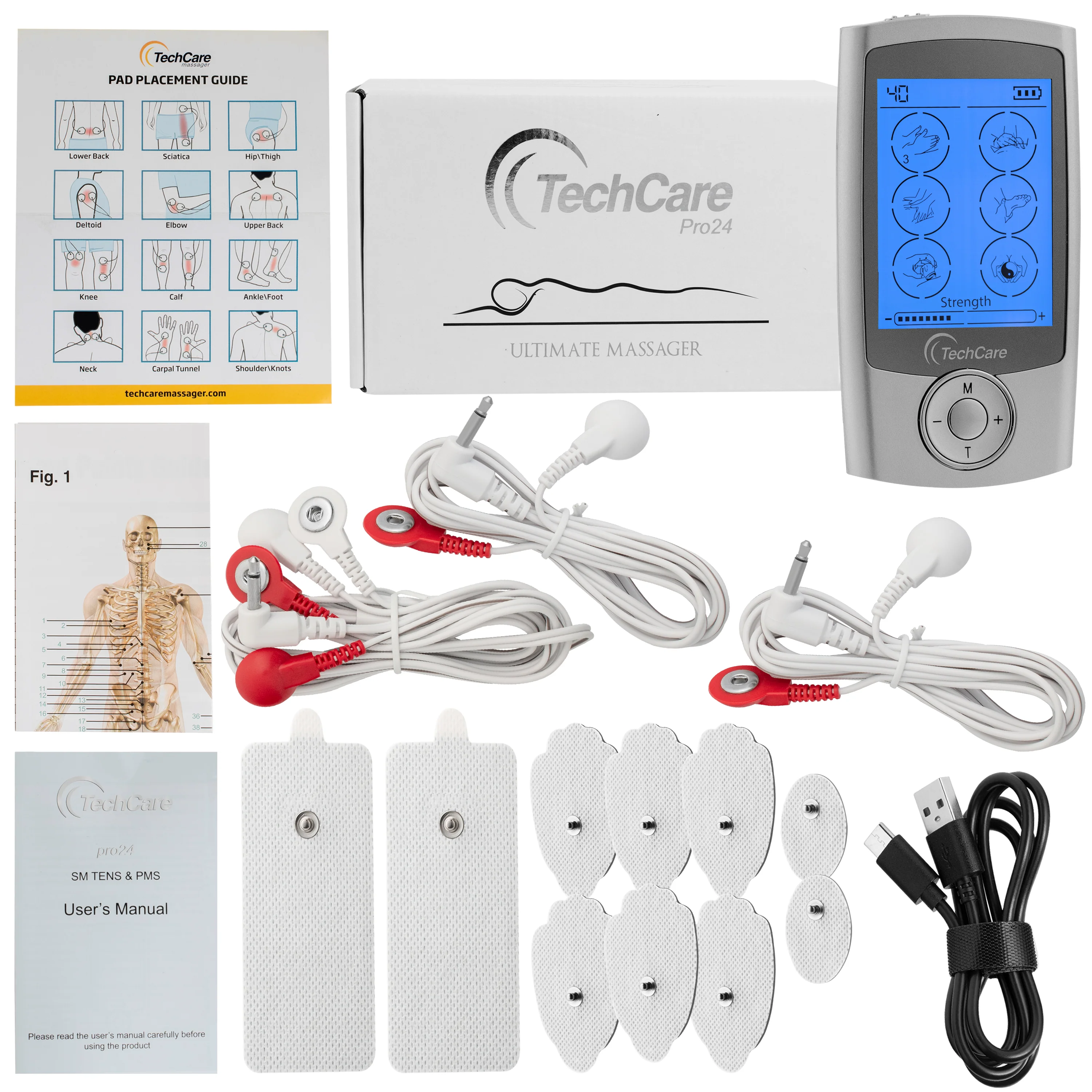 TechCare Pro 24 Modes Tens Unit + 6 pads - Image 11
