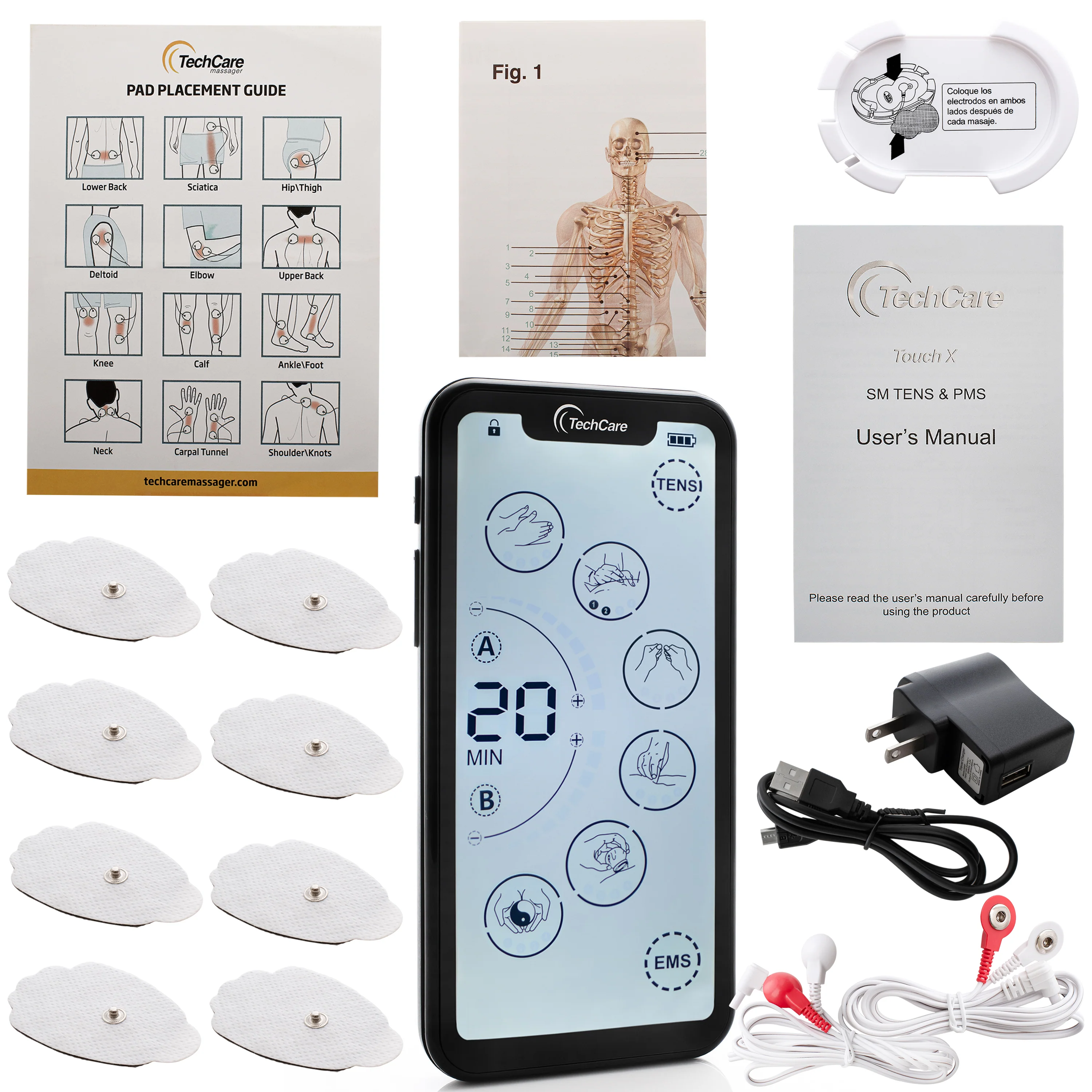 TechCare Touch X TENS Unit – Muscle Stimulator for Pain Relief, EMS Device for Back, Neck, Sciatica & Arthritis, Rechargeable Electric Pulse Massager with 24 Modes - Image 5