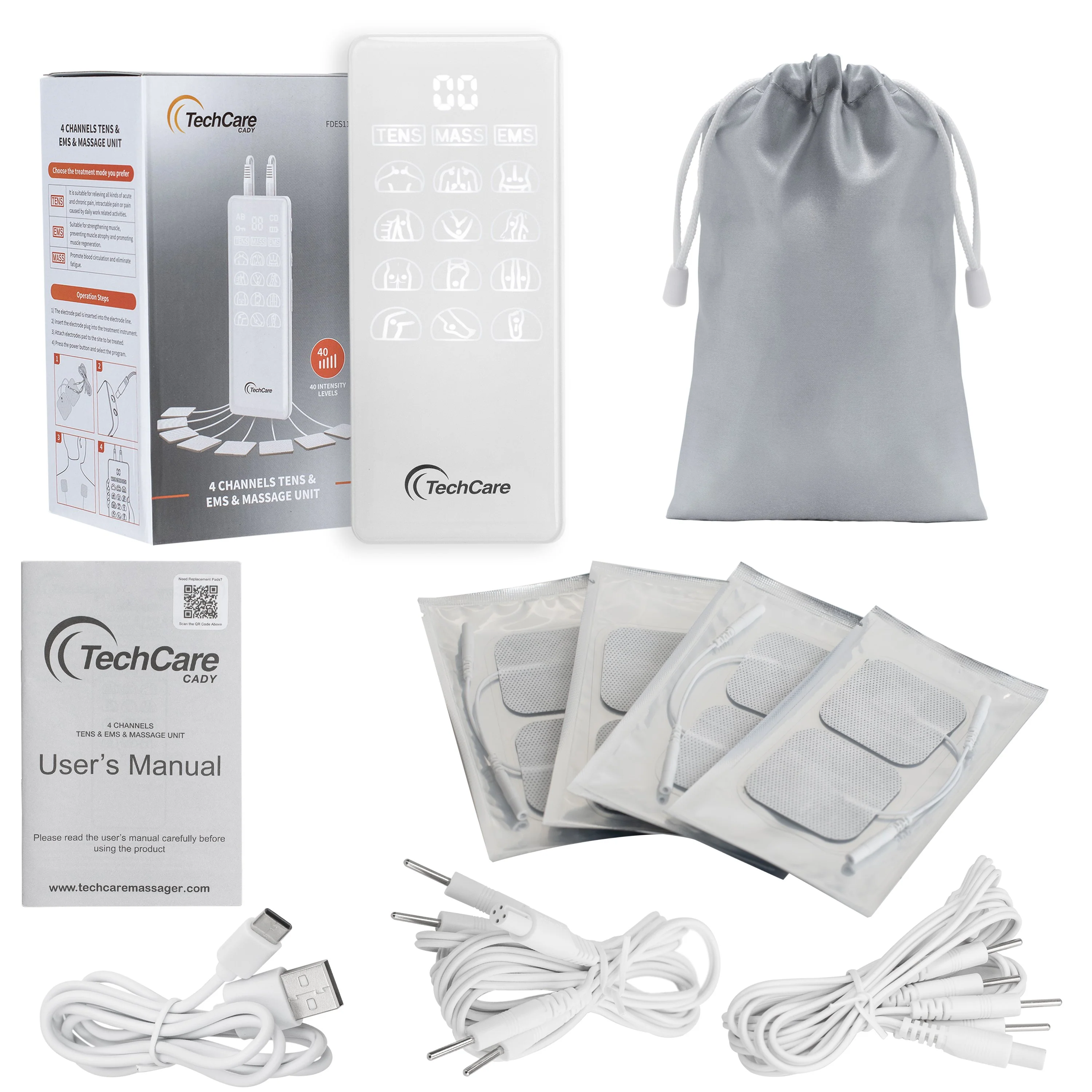 Tens Machine Unit Device Pulse Massager 4 Channel Rechargeable Muscle Stimulator - Image 12